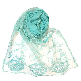 Designer half net hijab - Light Blue